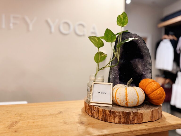 Pranify Yoga Kelowna - front desk decor